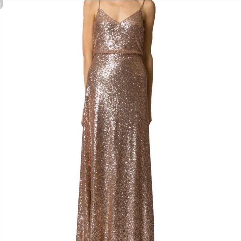 Jenny Yoo Jules Rose Gold Sequin Gown Size 10